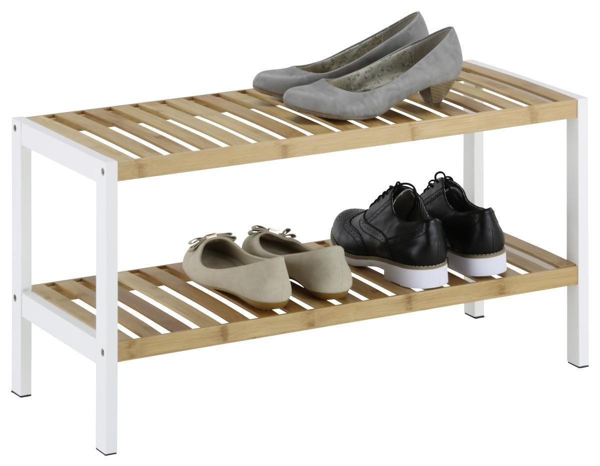 POLICA ZA OBUĆU  prirodna boja, bela  drvo, pločasti materijal     - bela/prirodna boja, Moderno, drvo/pločasti materijal (70/36/30cm)
