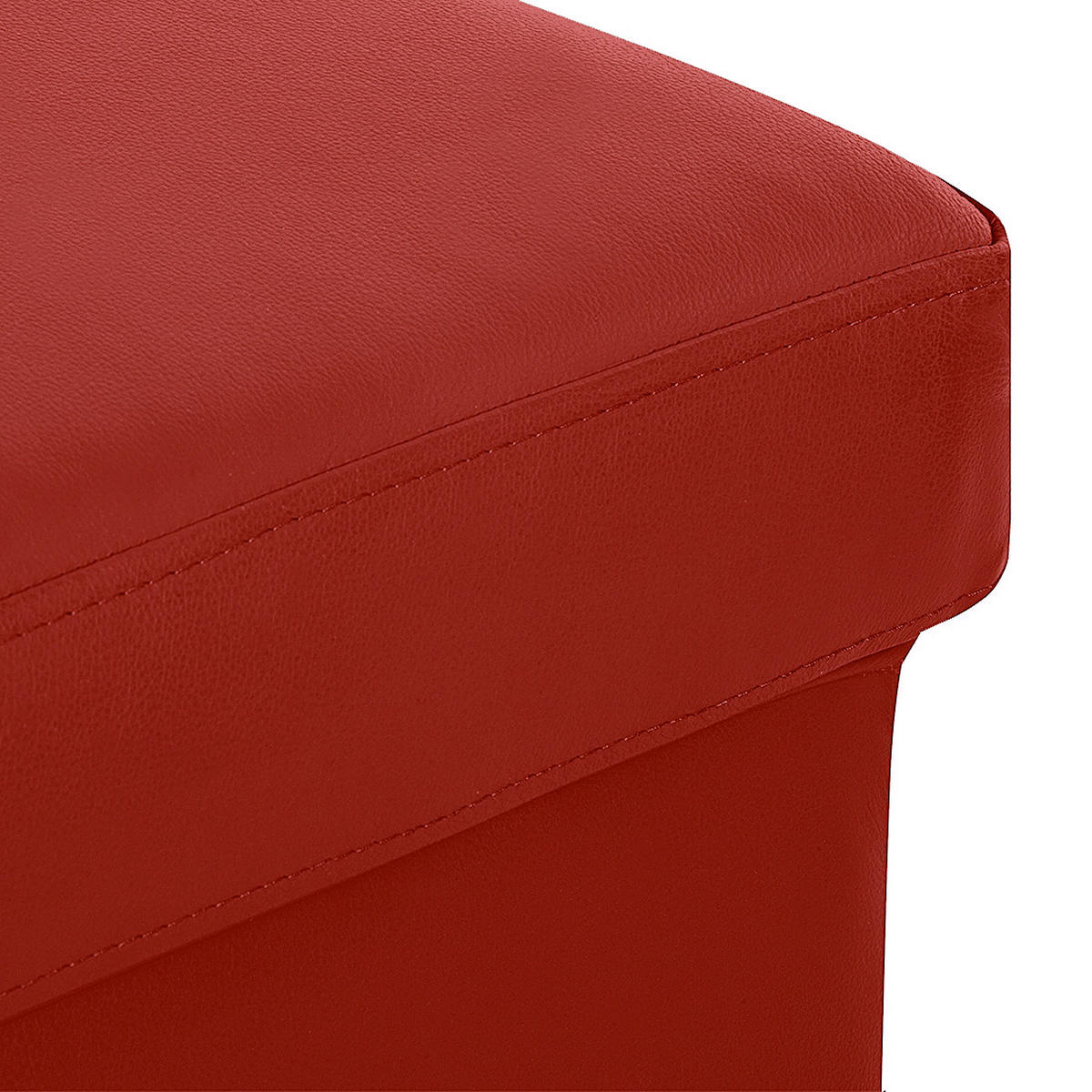 HOCKER in Leder Rot  - Chromfarben/Rot, Design, Leder/Metall (91/44/57cm) - Livetastic