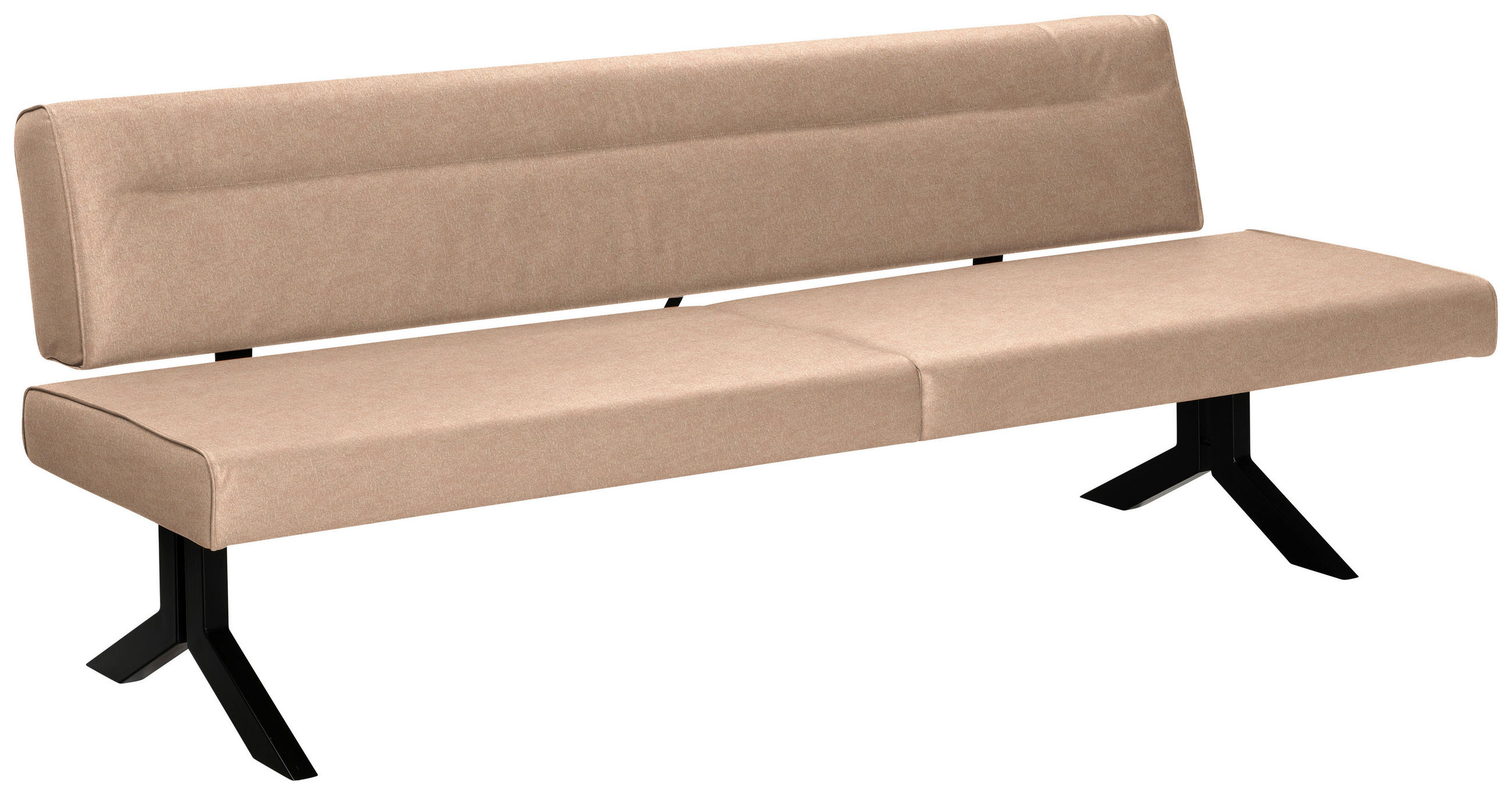 SITZBANK 220/87/70-86 cm Lederlook (vegan) Beige  - Beige/Schwarz, KONVENTIONELL, Textil/Metall (220/87/70-86cm) - Moderano