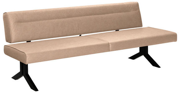 SITZBANK 220/87/70-86 cm  in Beige  - Beige/Schwarz, KONVENTIONELL, Textil/Metall (220/87/70-86cm) - Moderano