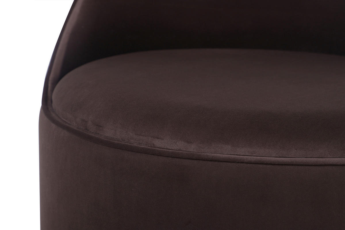 DREHHOCKER Samt Braun  - Goldfarben/Braun, Design, Textil/Metall (52/68cm) - Kayoom
