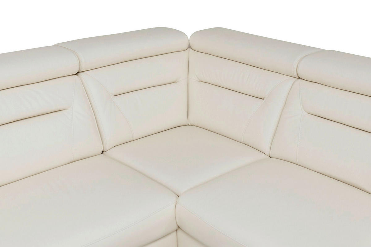 ECKSOFA Lederlook Echtleder Creme  - Wengefarben/Creme, Design, Leder/Holz (212/260cm) - Celina Home