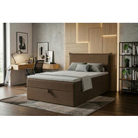 BOXBETT 120/200 cm,  in Braun, H3 = fest  - Schwarz/Braun, MODERN, Kunststoff/Textil (120/200cm) - MID.YOU