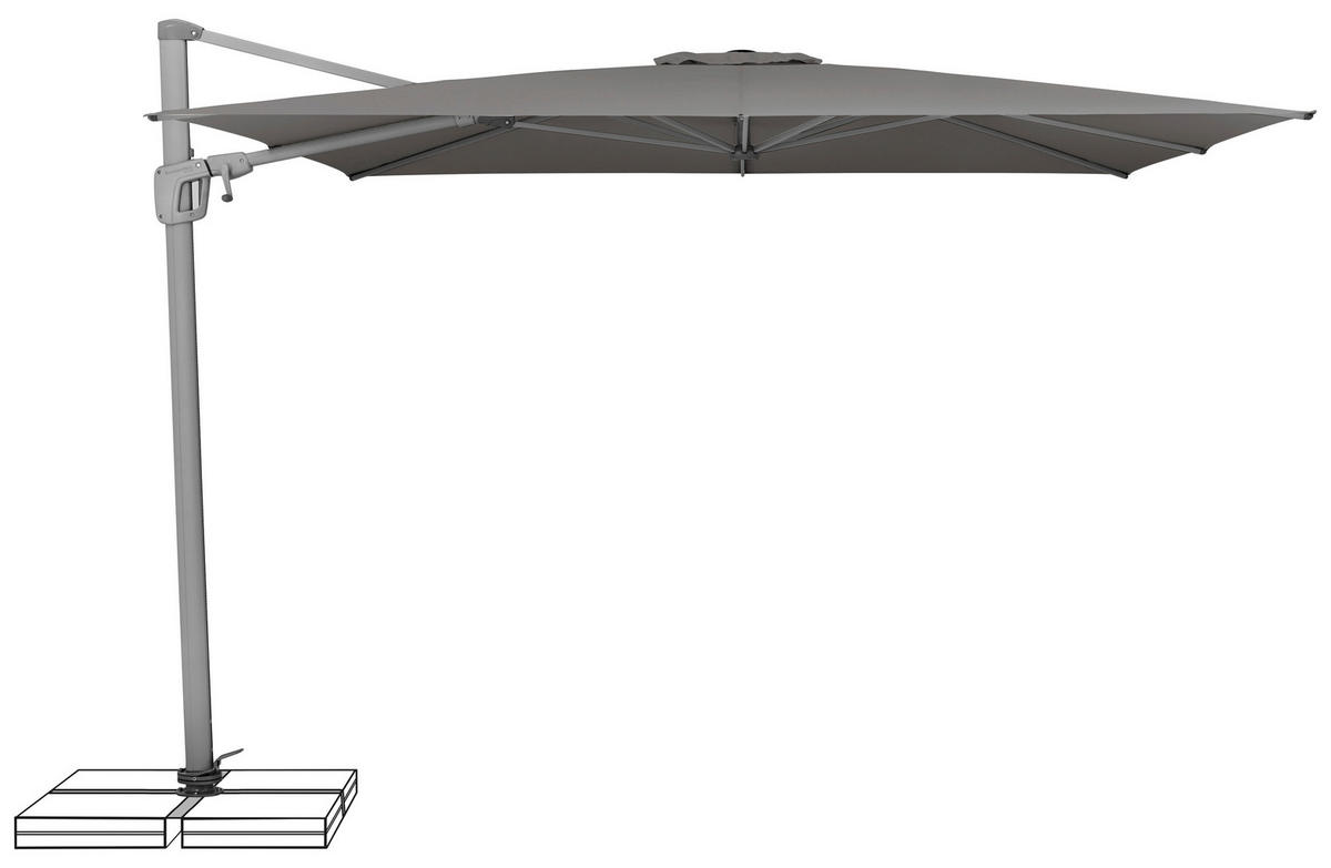 AMPELSCHIRM  300/300 cm  - Platinfarben/Dunkelgrau, Konventionell, Textil/Metall (300/300cm) - Suncomfort by Glatz