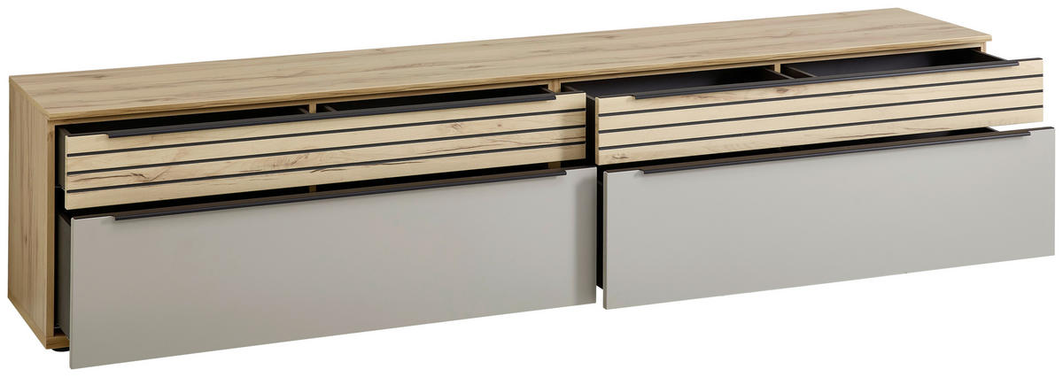 LOWBOARD Grau, Buchefarben  240/54/45 cm  - Buchefarben/Schwarz, KONVENTIONELL, Holzwerkstoff/Kunststoff (240/54/45cm) - Venda