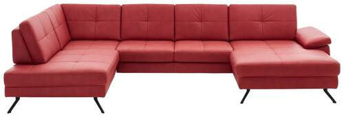 WOHNLANDSCHAFT Rot Lederlook, Mikrofaser  - Rot/Schwarz, Design, Textil/Metall (220/345cm) - Beldomo Speed