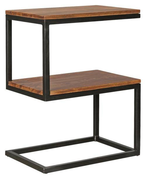 BEISTELLTISCH 45/30/60 cm Sheesham massiv Sheeshamfarben rechteckig - Sheeshamfarben/Schwarz, Design, Holz/Metall (45/30/60cm) - MID.YOU