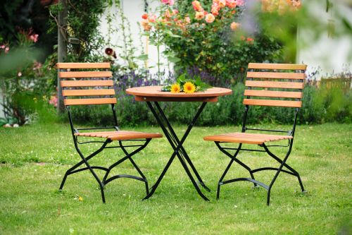 BALKONSET   - Schwarz/Naturfarben, ROMANTIK / LANDHAUS, Holz/Metall - Gardenson