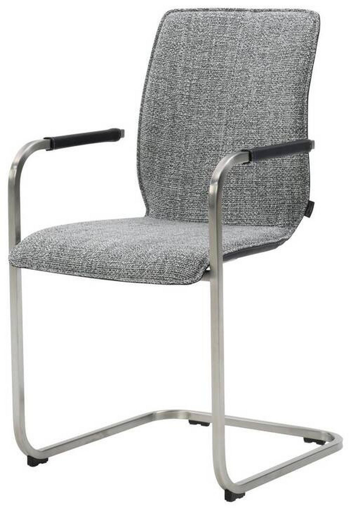 ARMLEHNSTUHL  in beflockt Echtleder pigmentiert  - Silberfarben/Schwarz, Design, Leder/Textil (52/92/61,5cm) - Bert Plantagie