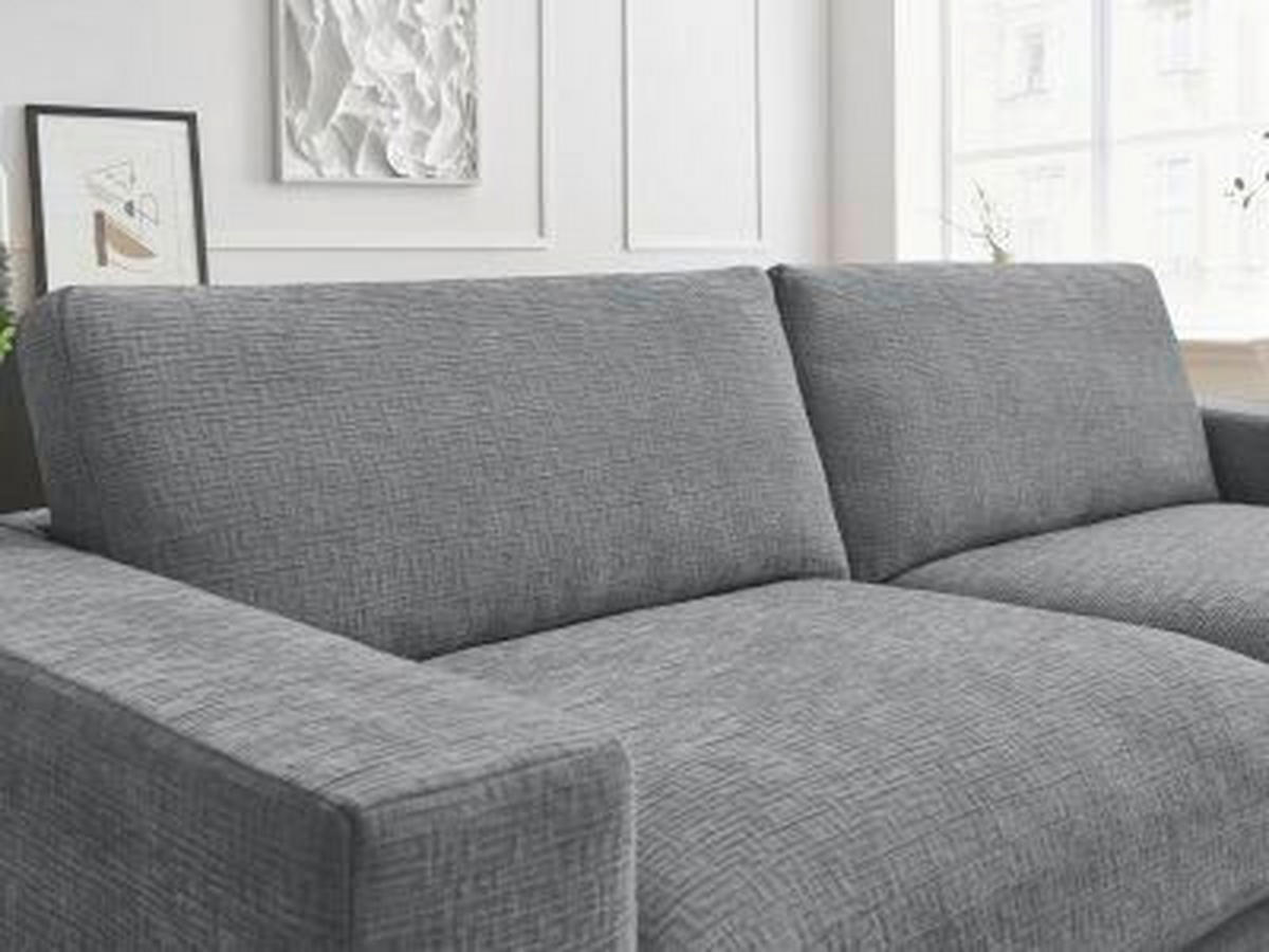 ECKSOFA Ottomane rechts  LEONARD Dunkelgrau Struktur  - Dunkelgrau/Schwarz, MODERN, Kunststoff/Textil (234/159cm)