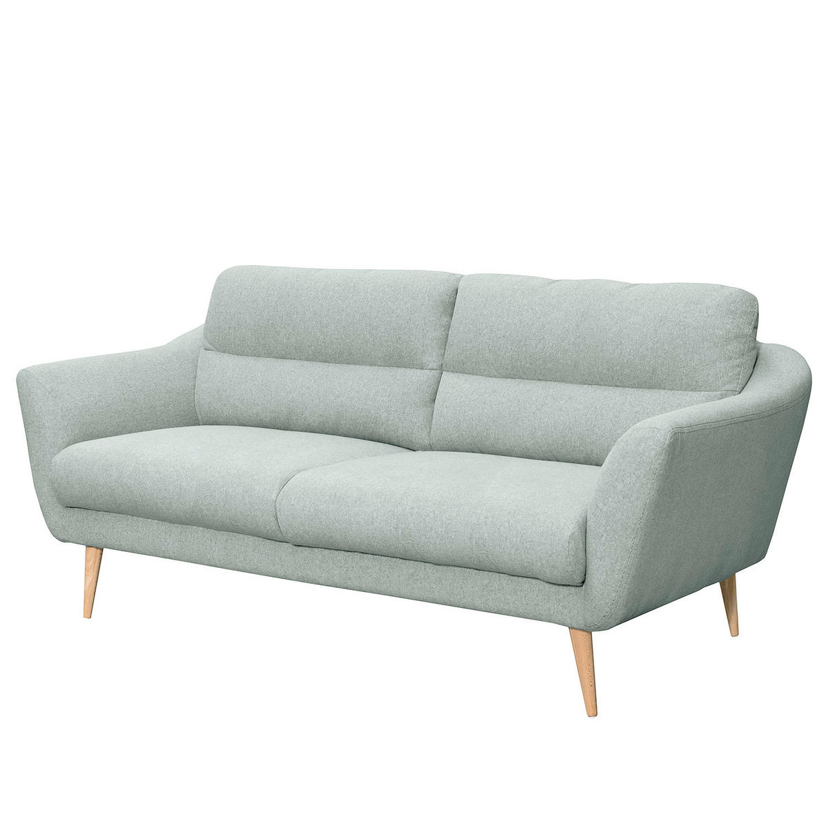 2,5-SITZER Webstoff Hellblau  - Buchefarben/Hellblau, Design, Holz/Textil (187/87/88cm) - Livetastic