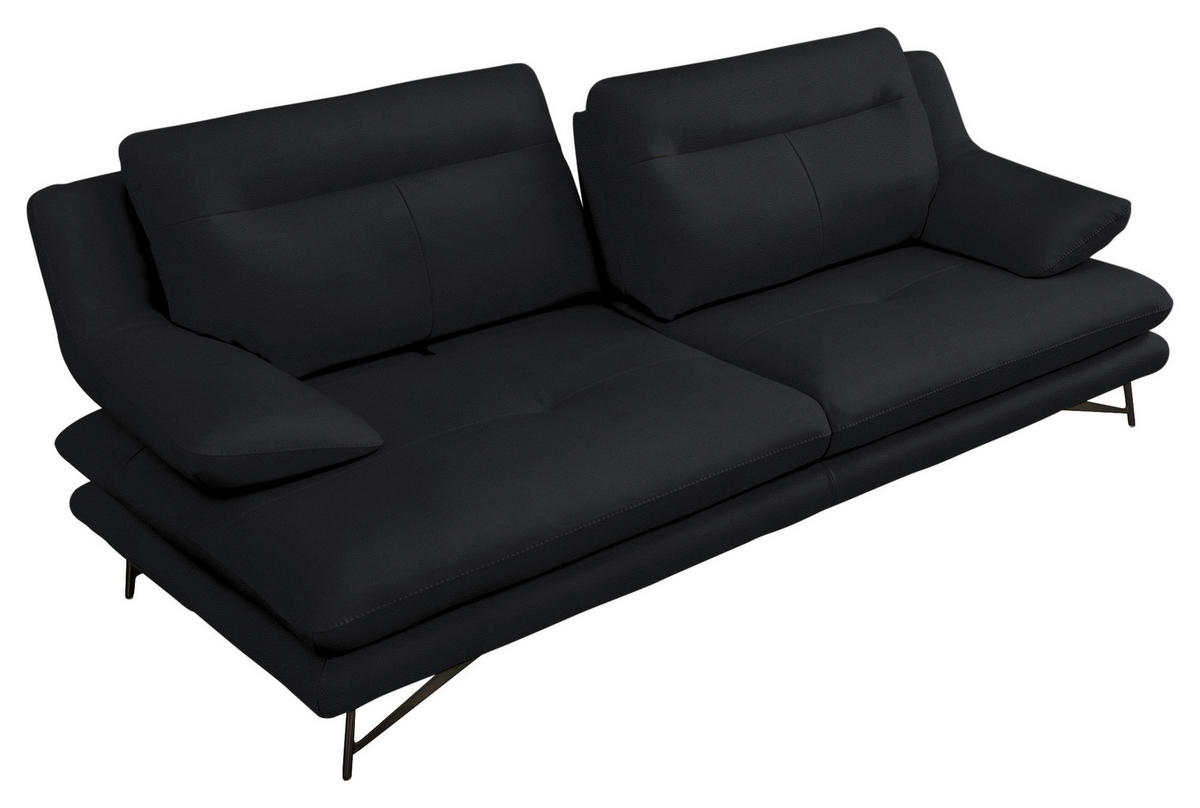 2,5-SITZER in Leder Schwarz  - Schwarz, Design, Leder/Metall (195/90/109cm)