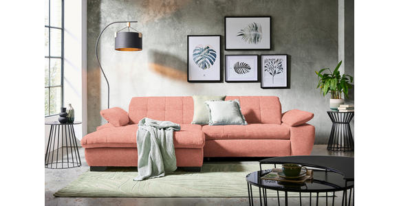 ECKSOFA in Webstoff Koralle  - Koralle/Schwarz, Design, Textil/Metall (180/265cm) - Carryhome