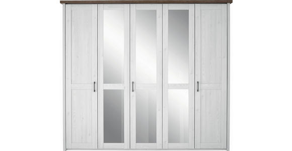 DREHTÜRENSCHRANK in Weiß, Trüffeleichefarben - Trüffeleichefarben/Weiß, LIFESTYLE, Glas/Holzwerkstoff (241/212/62cm) - Carryhome