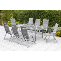 GARTENTISCHGRUPPE Aluminium  - Silberfarben/Braun, ROMANTIK / LANDHAUS, Glas/Textil - Gardenson