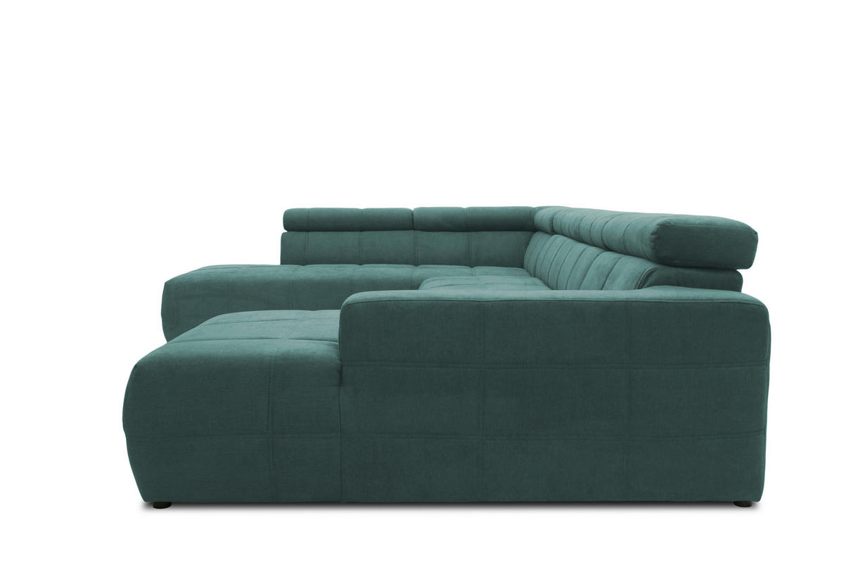 WOHNLANDSCHAFT in Mikrofaser Mintgrün  - Schwarz/Mintgrün, Design, Kunststoff/Textil (228/359/175cm) - MID.YOU
