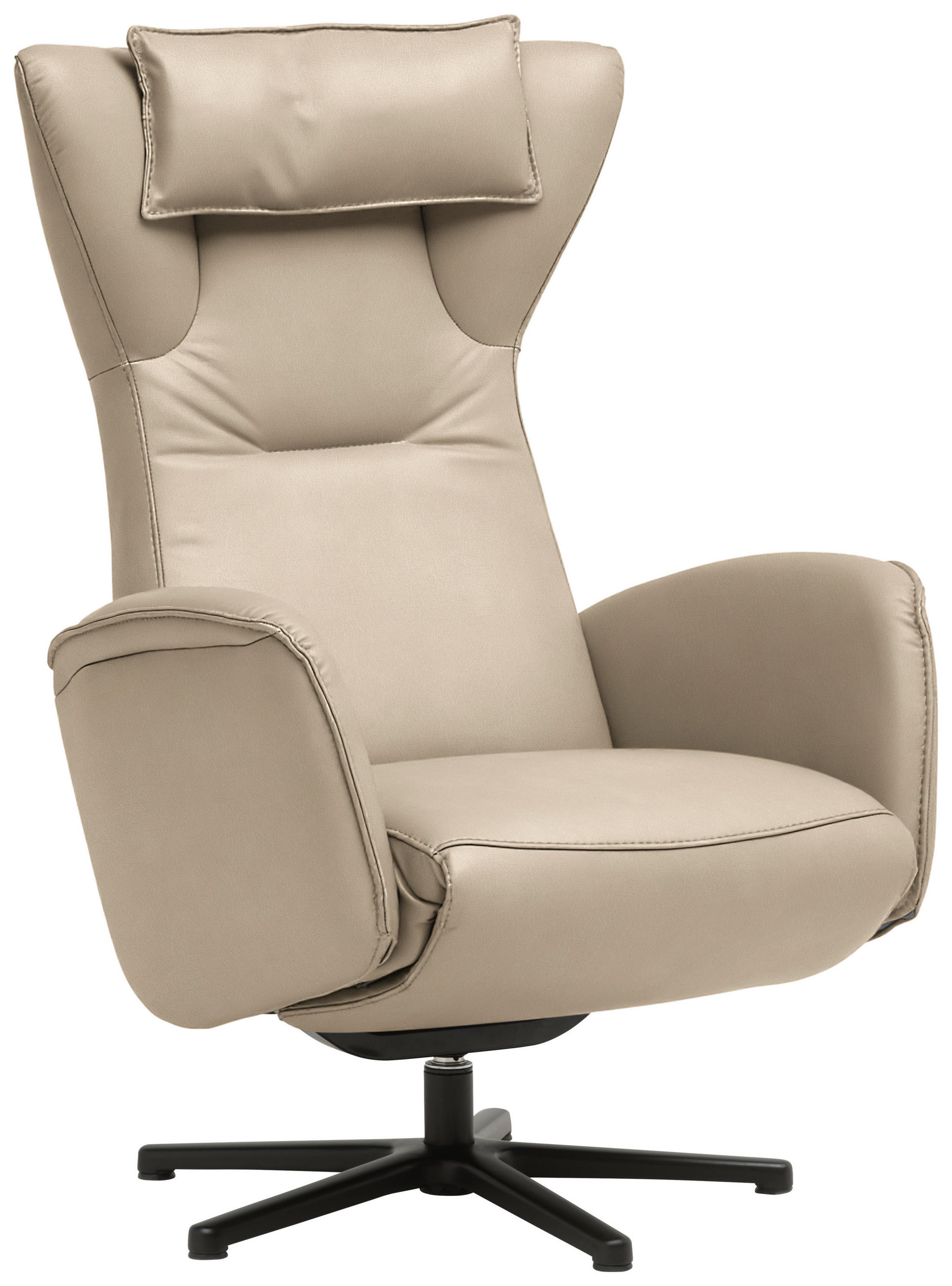 RELAXSESSEL 75/106/86 cm  in Leder Beige  - Beige/Schwarz, Design, Leder/Metall (75/106/86cm) - Valdera