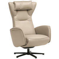 RELAXSESSEL Leder Beige  - Beige/Schwarz, Design, Leder/Metall (75/106/86cm) - Valdera