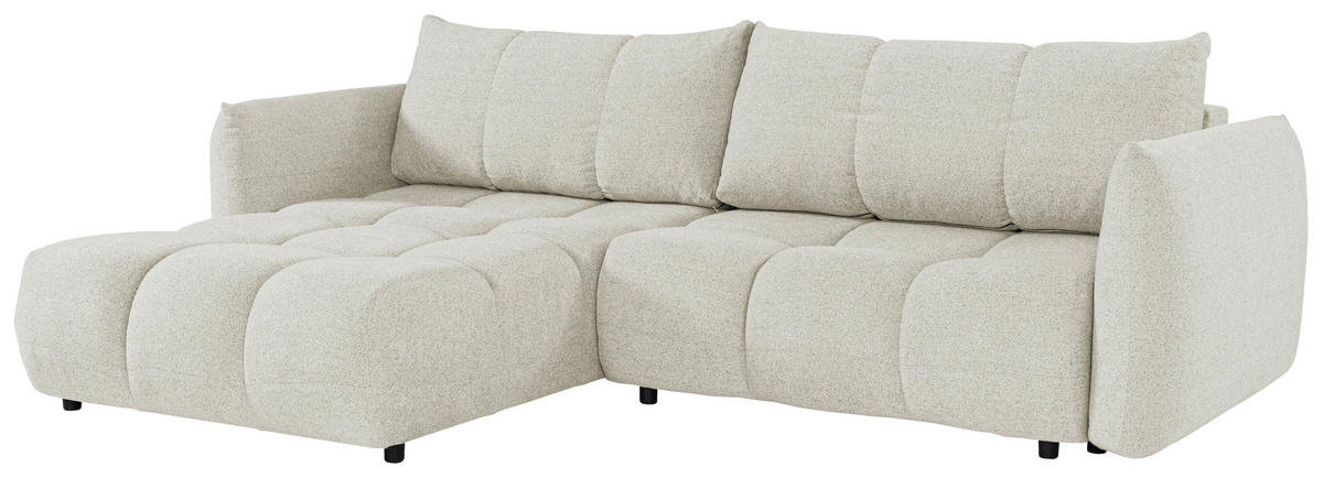ECKSCHLAFSOFA Flachgewebe Beige  inkl.  - Beige/Schwarz, KONVENTIONELL, Kunststoff/Textil (273/188cm) - Livetastic