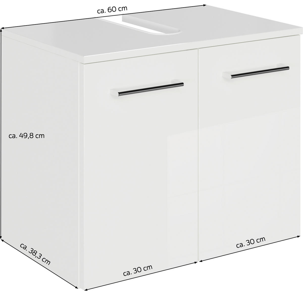 WASCHBECKENUNTERSCHRANK 60/49,8/38,3 cm  - Eiche dunkel/Chromfarben, KONVENTIONELL, Holzwerkstoff/Metall (60/49,8/38,3cm) - Sadena