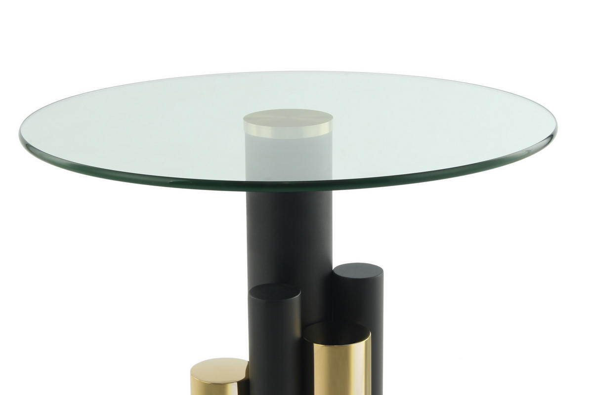 BEISTELLTISCH 46/46/52 cm Goldfarben rund  - Goldfarben, Design, Glas/Metall (46/46/52cm) - Kayoom