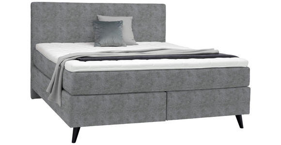 BOXSPRINGBETT 160/200 cm  in Grau  - Schwarz/Grau, KONVENTIONELL, Holz/Textil (160/200cm) - Voleo