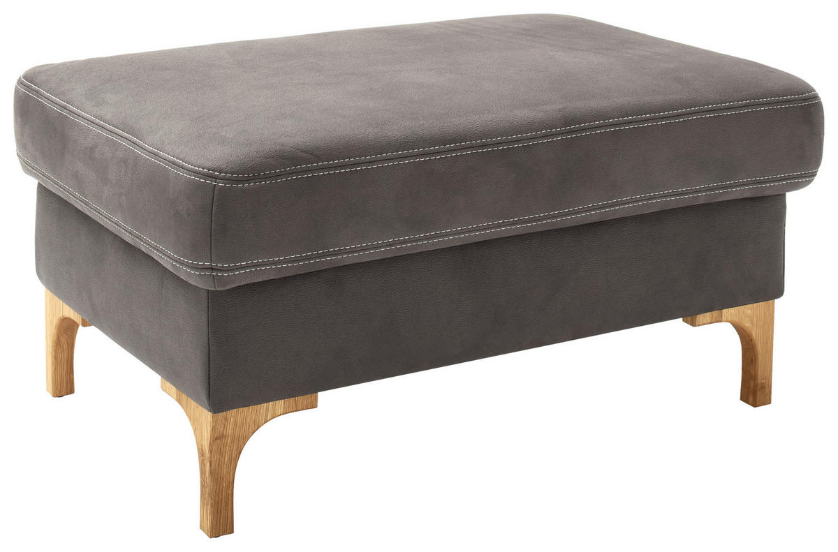 HOCKER in Textil Anthrazit  - Eichefarben/Anthrazit, Design, Holz/Textil (90/45/60cm) - Pure Home Lifestyle