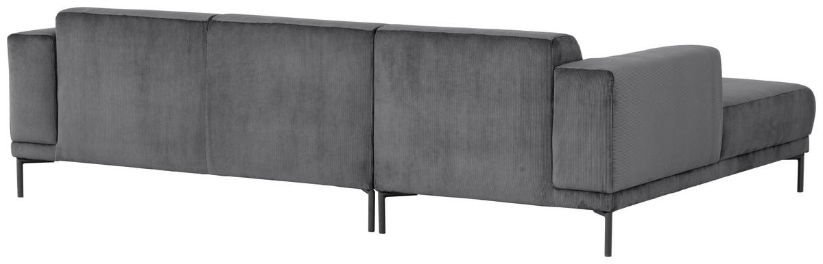 ECKSOFA ERNO Grau Cord  inkl.  - Schwarz/Grau, Design, Textil/Metall (262/183cm) - MID.YOU