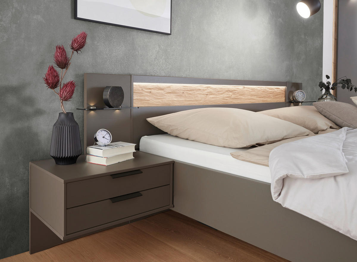 BETT 160/200 cm  in Anthrazit, Eichefarben   - Eichefarben/Anthrazit, Konventionell, Holz/Holzwerkstoff (160/200cm) - Dieter Knoll