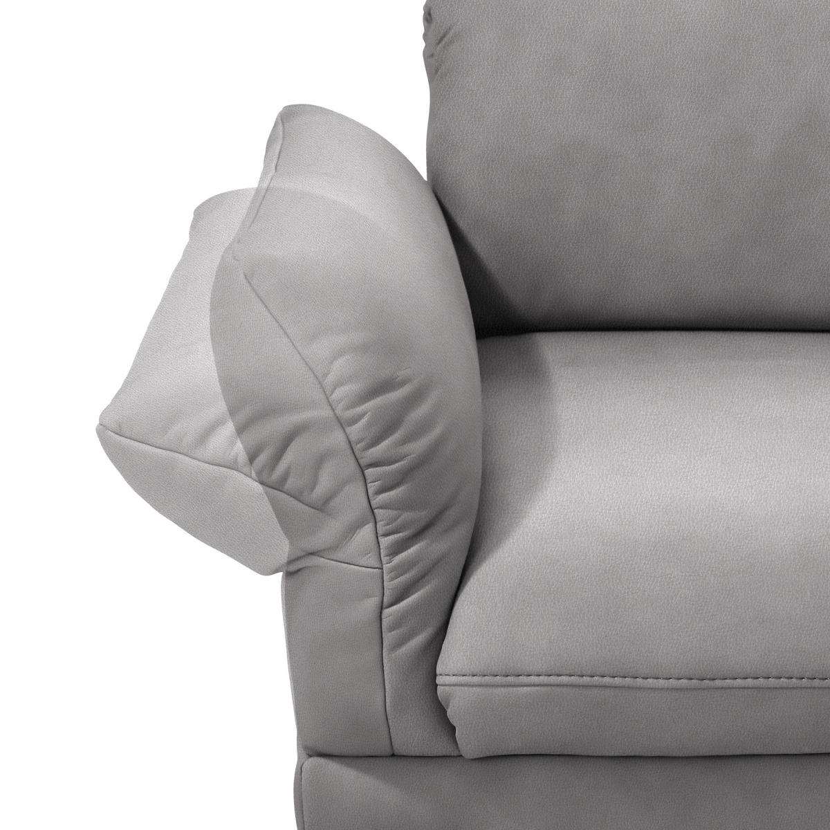 ECKSOFA in Echtleder Hellgrau  308/173 cm  - Anthrazit/Hellgrau, Design, Leder/Metall (308/173cm) - Joop!