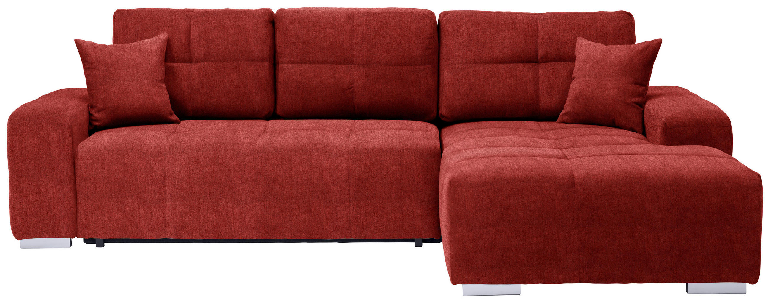 ECKSOFA in Webstoff Rot  280/194 cm  - Silberfarben/Rot, Design, Kunststoff/Textil (280/194cm) - Carryhome