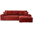 ECKSOFA  in Webstoff Rot  280/194 cm  - Silberfarben/Rot, Design, Kunststoff/Textil (280/194cm) - Carryhome