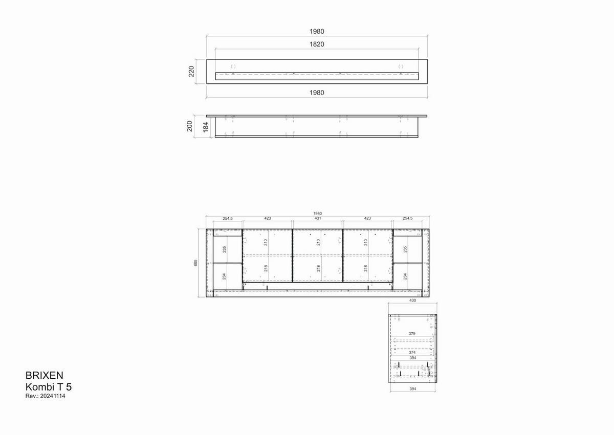 WOHNWAND 2-teilig  in Weiß, Eichefarben  198/170/43 cm  - Eichefarben/Schwarz, Design, Glas/Holzwerkstoff (198/170/43cm) - MID.YOU