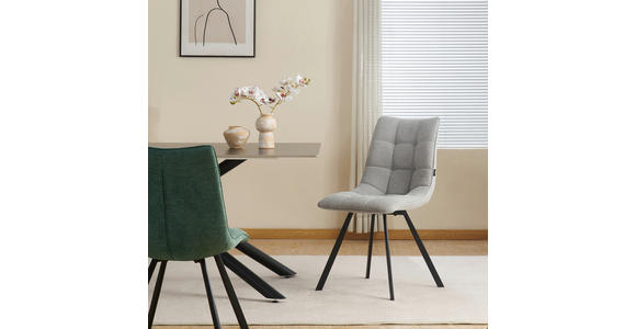 STUHL  Stoffauswahl Leinenoptik  - Hellgrau/Schwarz, Design, Textil/Metall (47/86/61cm) - Xora