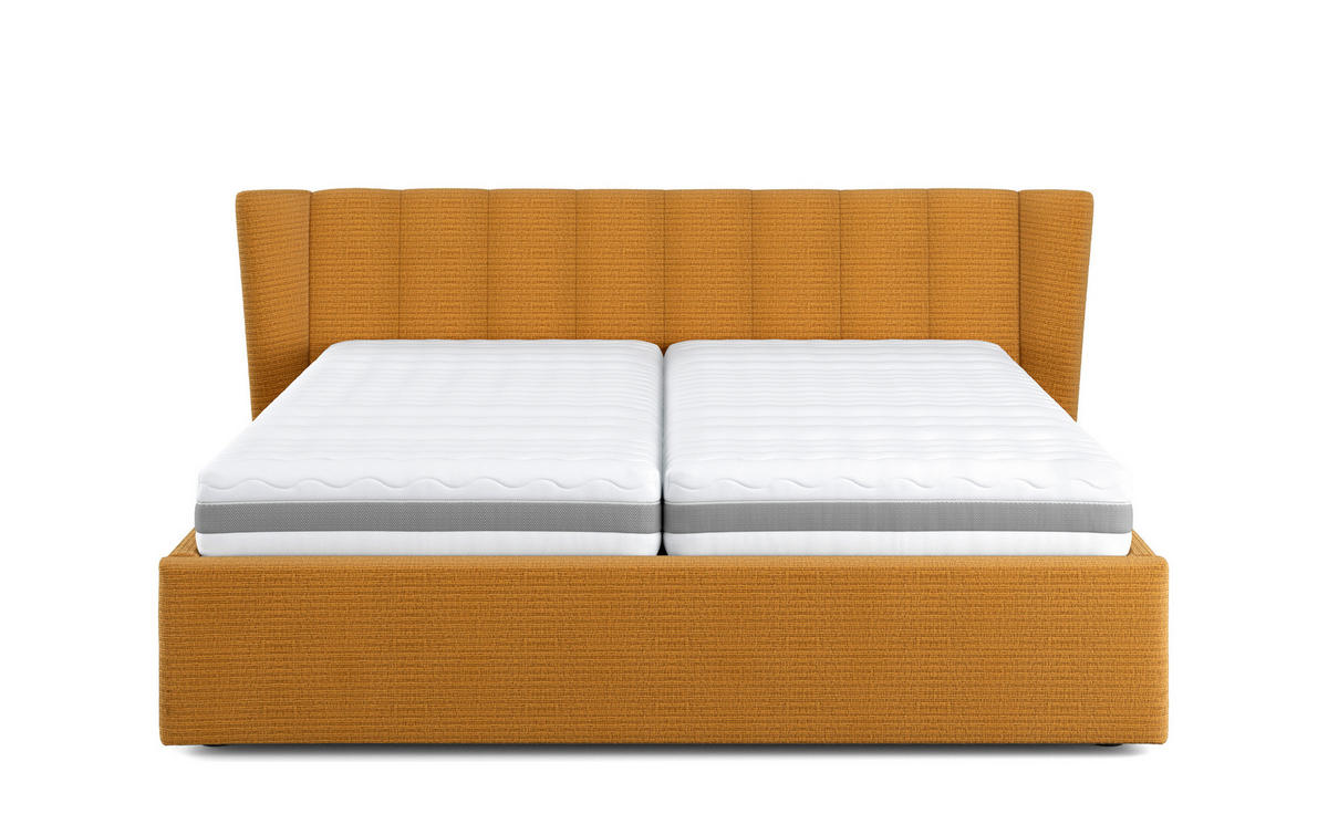 KÁRPITOZOTT ÁGY 160/200 cm  narancs  - fekete/narancs, Basics, faalapú anyag/textil (160/200cm) - Carryhome