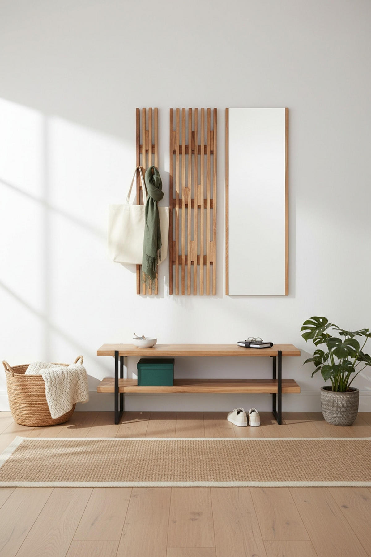 GARDEROBNA KLOP barve hrasta - barve hrasta, Natur, kovina/les (120/45/40cm) - Linea Natura