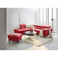 ECKSOFA in Lederlook Kombination Echtleder/Lederlook Rot  - Rot/Schwarz, Design, Leder/Metall (220/256cm) - Celina Home