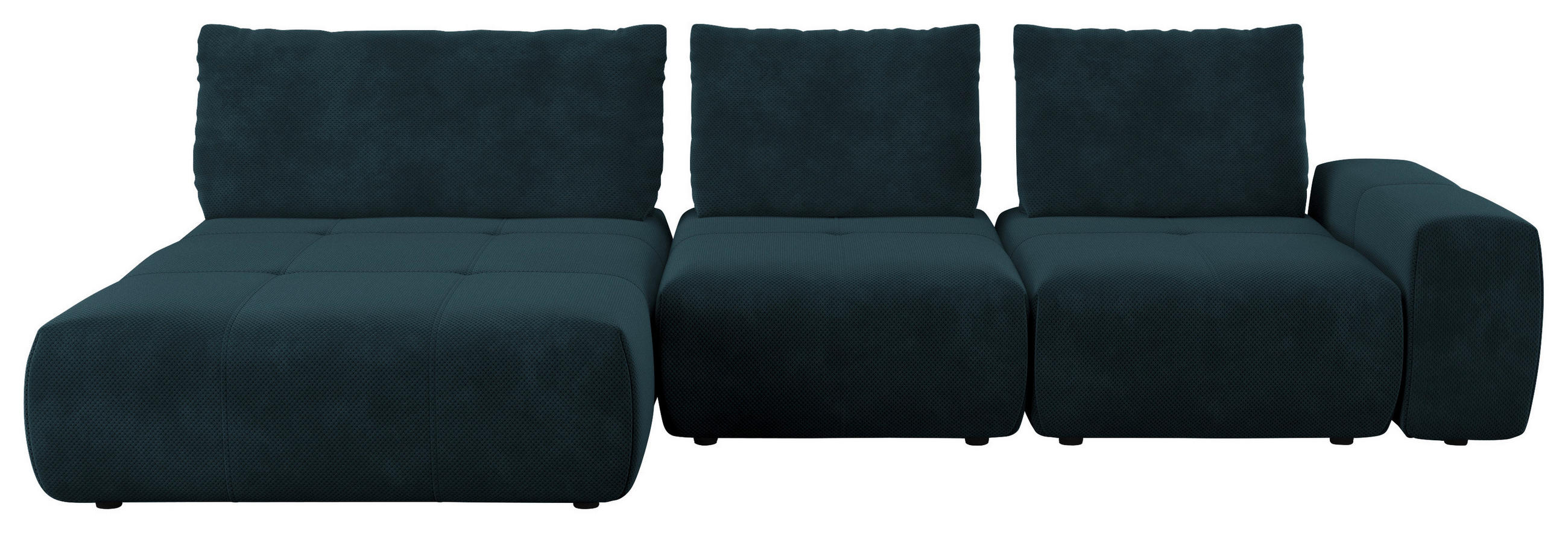 ECKSOFA  in Velours Dunkelblau  174/347 cm  - Schwarz/Dunkelblau, Design, Kunststoff/Textil (174/347cm) - Xora