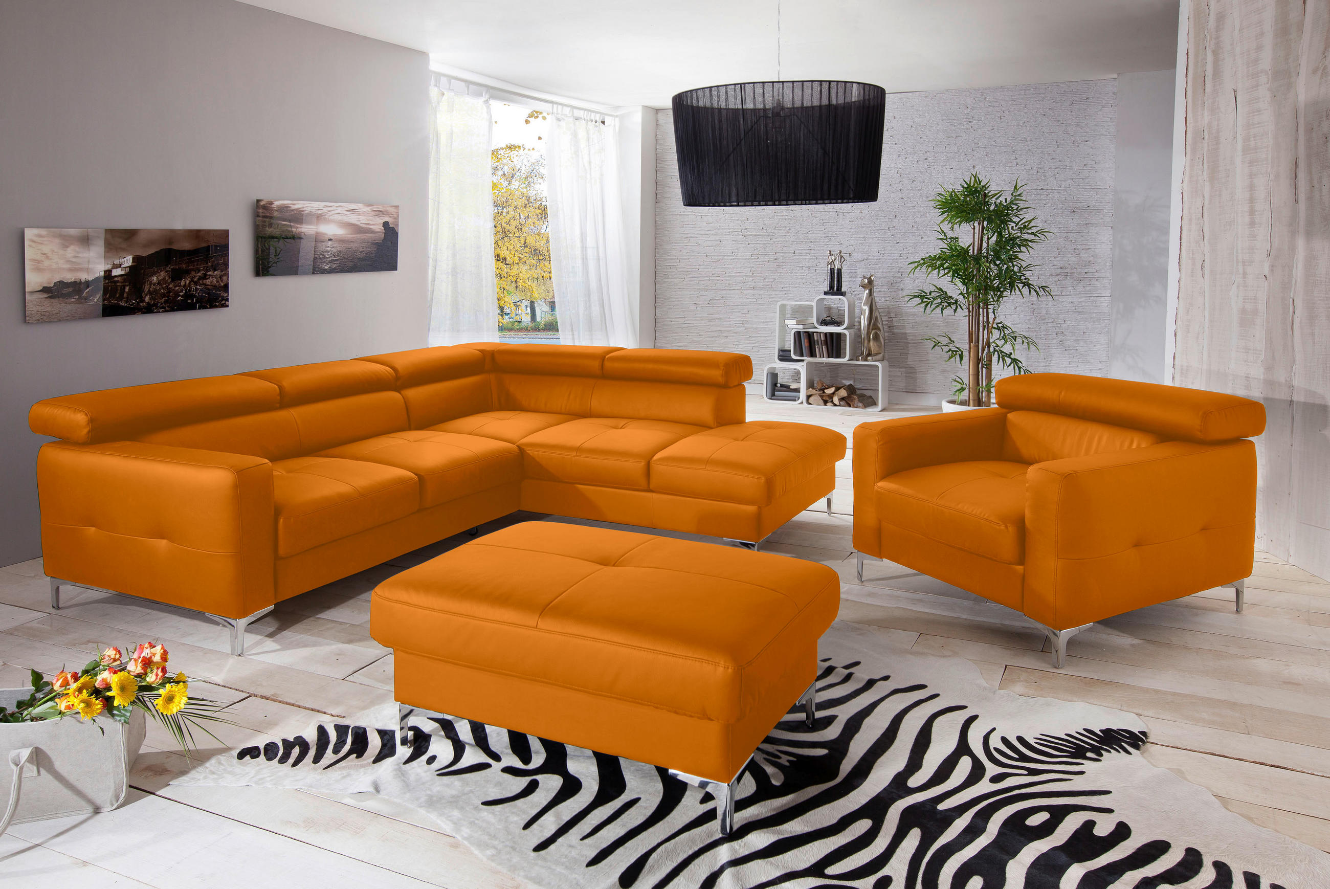 SESSEL in Echtleder Gelb - Chromfarben/Gelb, Design, Leder/Metall (99/78-92/106cm) - Livetastic