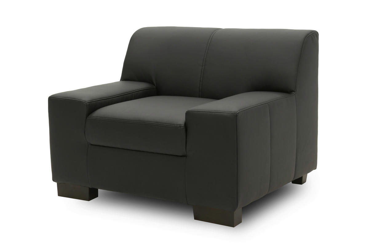 SESSEL Lederlook Schwarz    - Wengefarben/Schwarz, Design, Holz/Textil (101/74/85cm) - MID.YOU