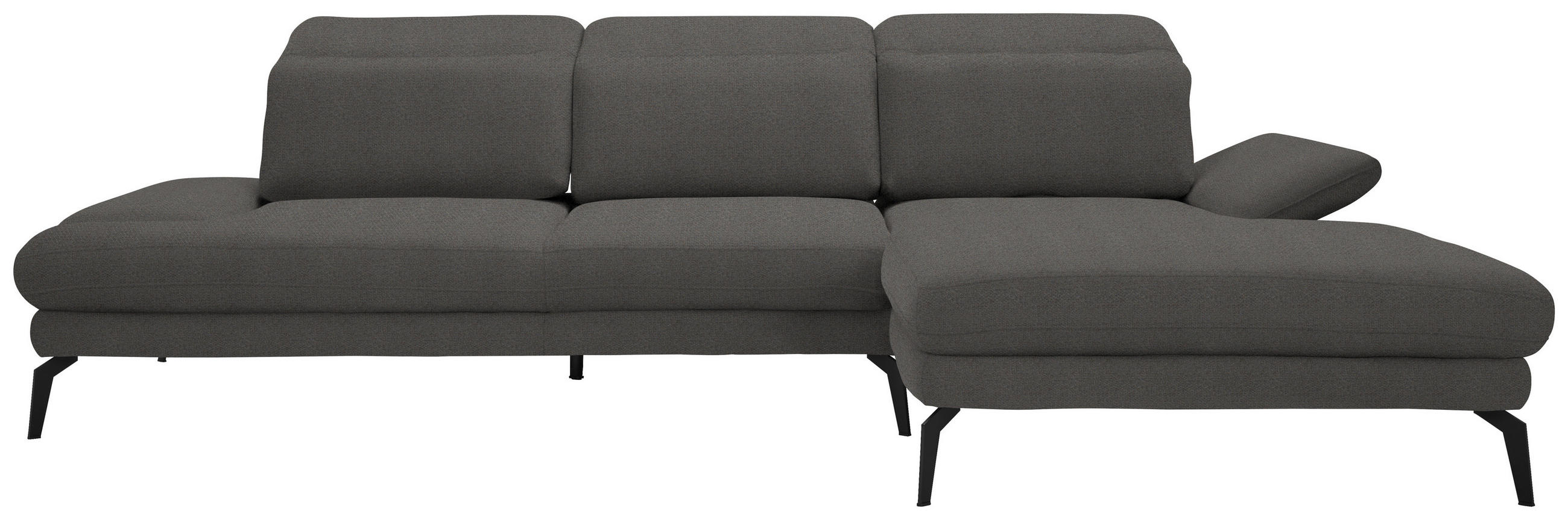 ECKSOFA in Chenille Dunkelgrau  - Dunkelgrau/Schwarz, Design, Textil/Metall (289/180cm) - Stylife