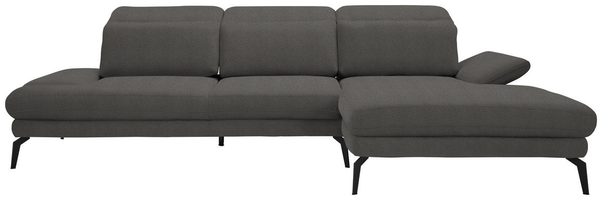 ECKSOFA in Chenille Dunkelgrau  - Dunkelgrau/Schwarz, Design, Textil/Metall (289/180cm) - Stylife