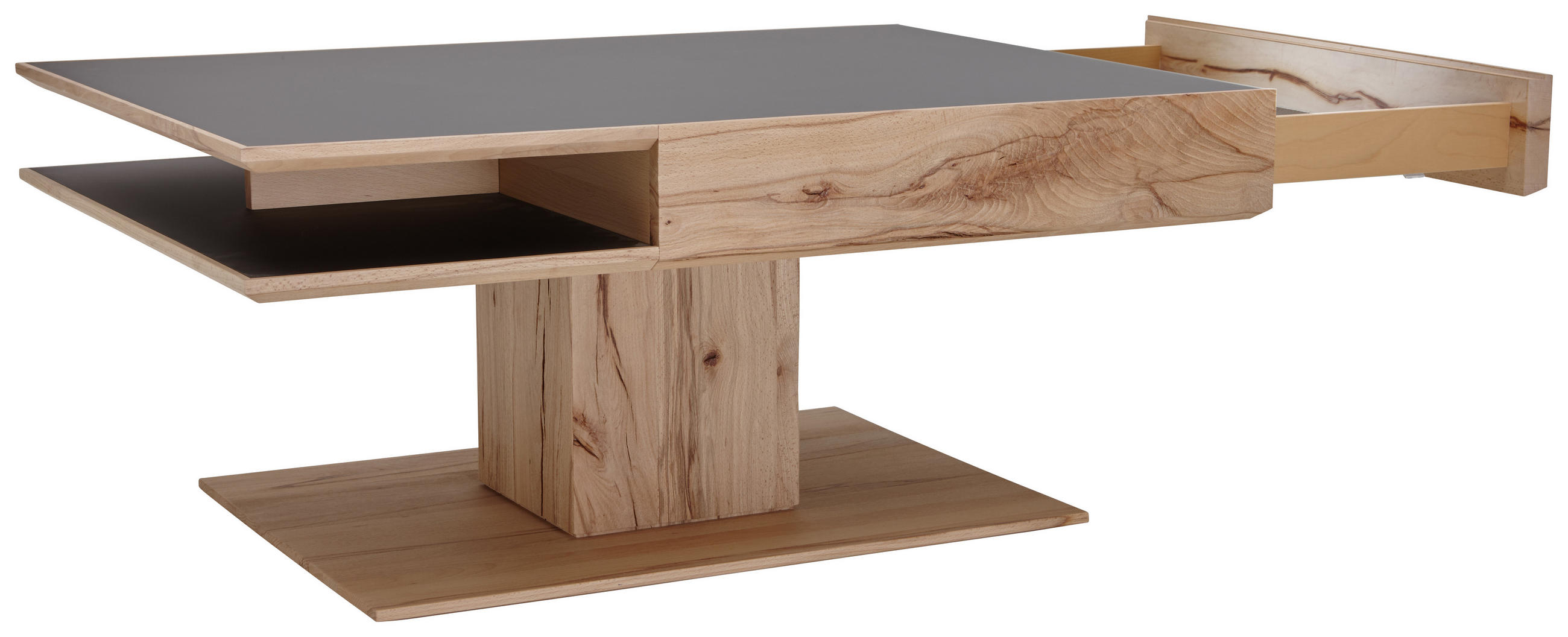 COUCHTISCH Buche massiv rechteckig Anthrazit, Buchefarben 105/75/46 cm  - Anthrazit/Buchefarben, Design, Glas/Holz (105/75/46cm) - Valnatura