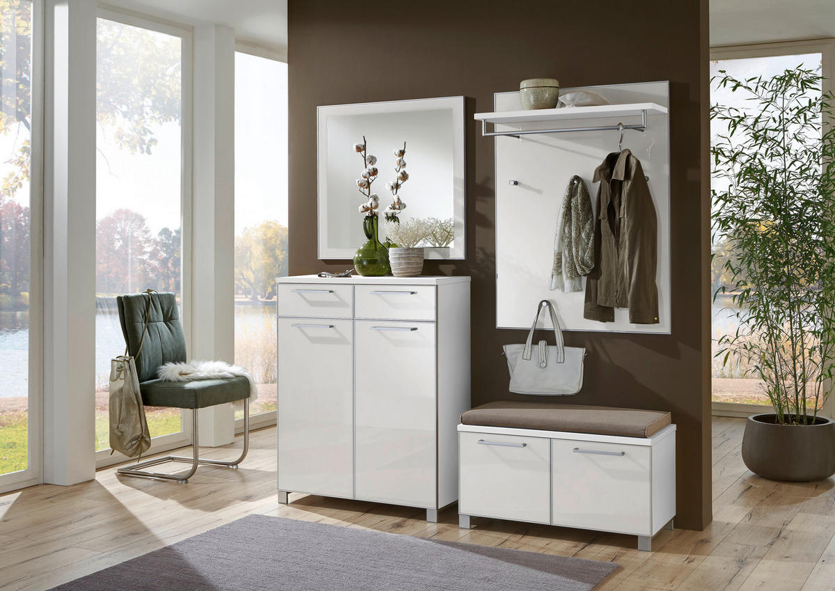 GARDEROBE 5-teilig  in 180/195/40 cm  - Weiß, Design, Glas/Holzwerkstoff (180/195/40cm)