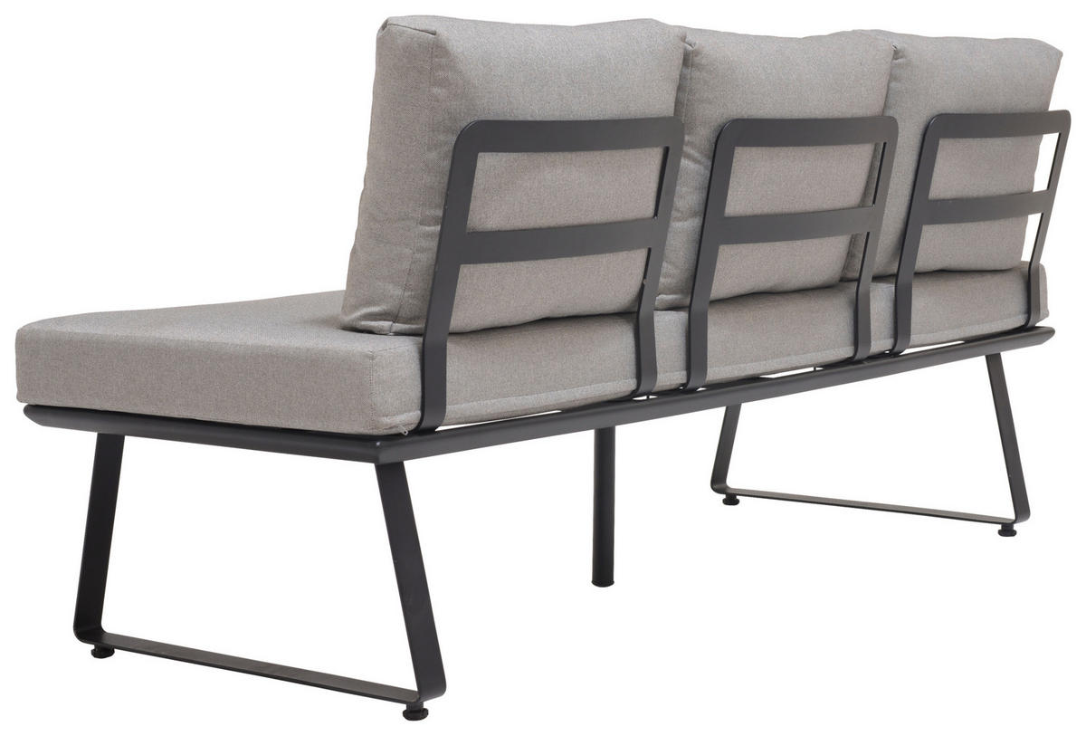 GARTENBANK 177/74,7/73,3 cm  Carbonstahl  - Hellgrau/Schwarz, Design, Textil/Metall (177/74,7/73,3cm) - Ambia Garden