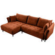 ECKSOFA Rostfarben Chenille  - Rostfarben/Schwarz, KONVENTIONELL, Holz/Textil (160/290cm) - Carryhome