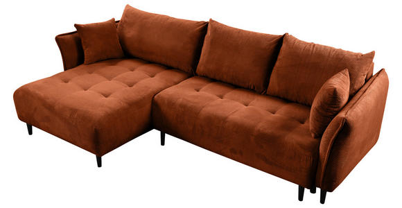 ECKSOFA Rostfarben Chenille - Rostfarben/Schwarz, KONVENTIONELL, Holz/Textil (160/290cm) - Carryhome
