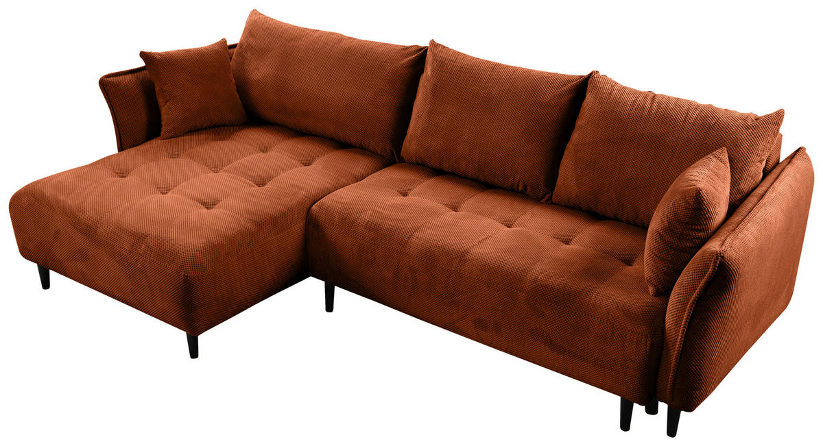 ECKSOFA in Chenille Rostfarben  - Rostfarben/Schwarz, KONVENTIONELL, Holz/Textil (160/290cm) - Carryhome