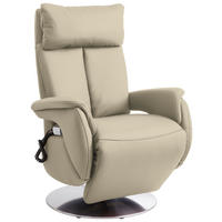 RELAXSESSEL in Leder Ecru  - Ecru/Edelstahlfarben, Konventionell, Leder/Metall (78/110/81cm) - Cantus