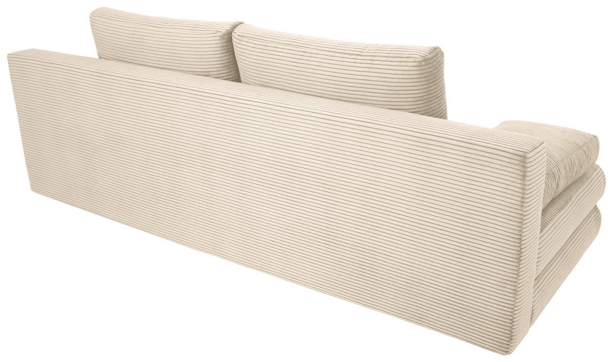 SCHLAFSOFA Cord Creme  - Creme/Schwarz, Design, Kunststoff/Textil (197/77/81cm) - home24